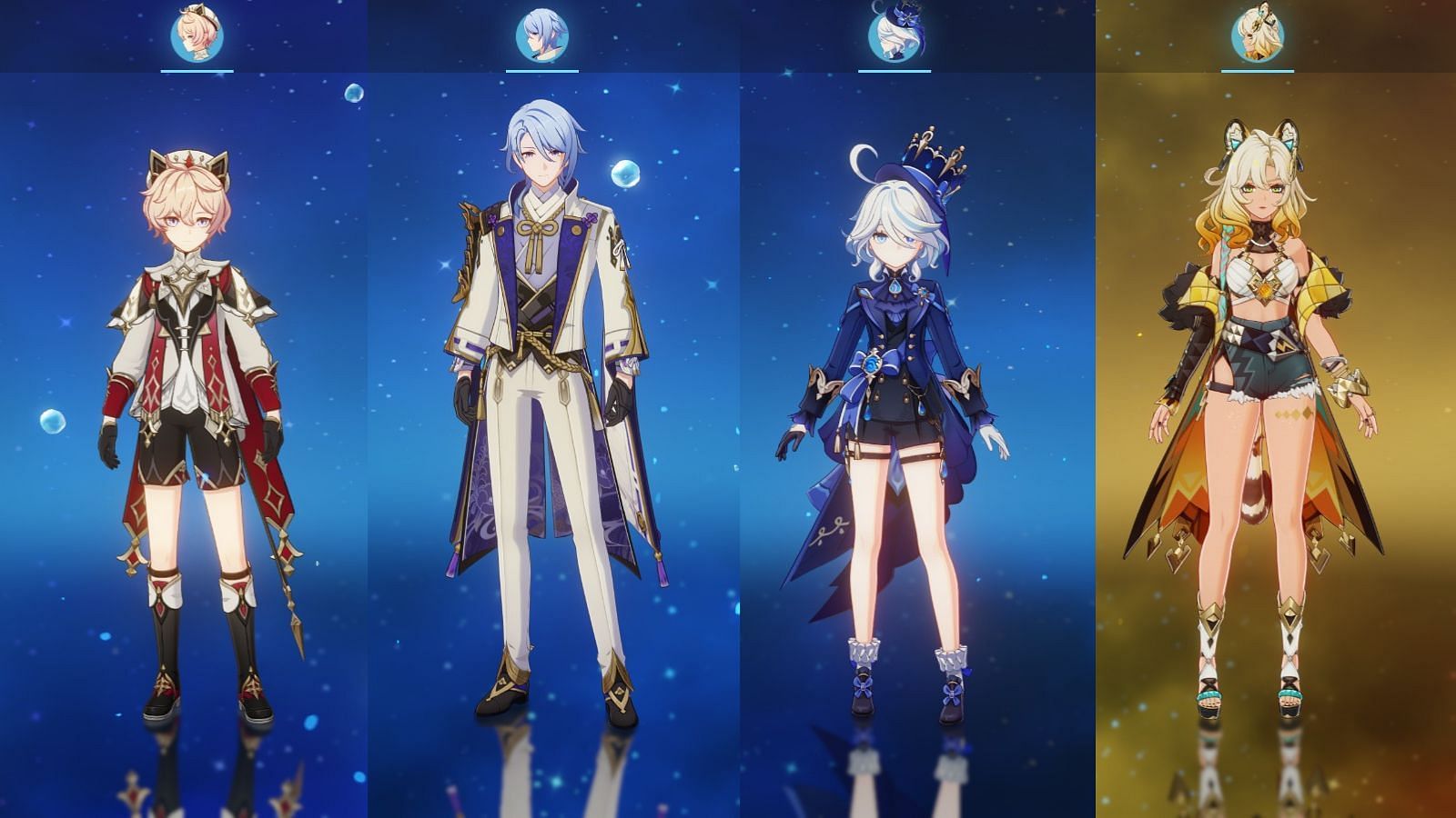 Dahlia, Ayato, Furina, and Xilonen (Image via HoYoverse)